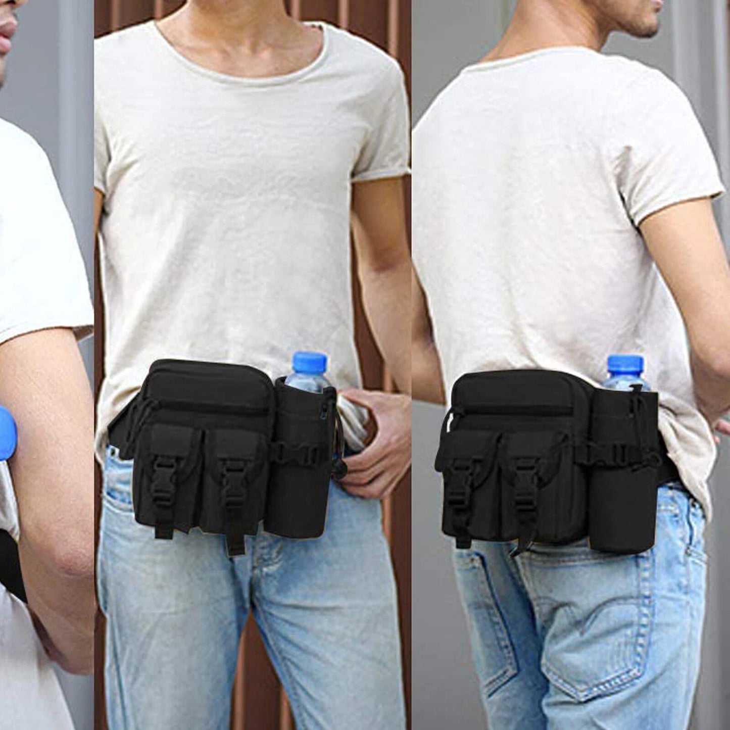 Black Tactical Waist Pack for Camping Hiking and Outdoor Activities