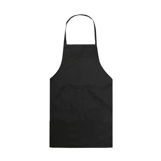Kitchen Cooking Plain Apron Bib Washable - Black