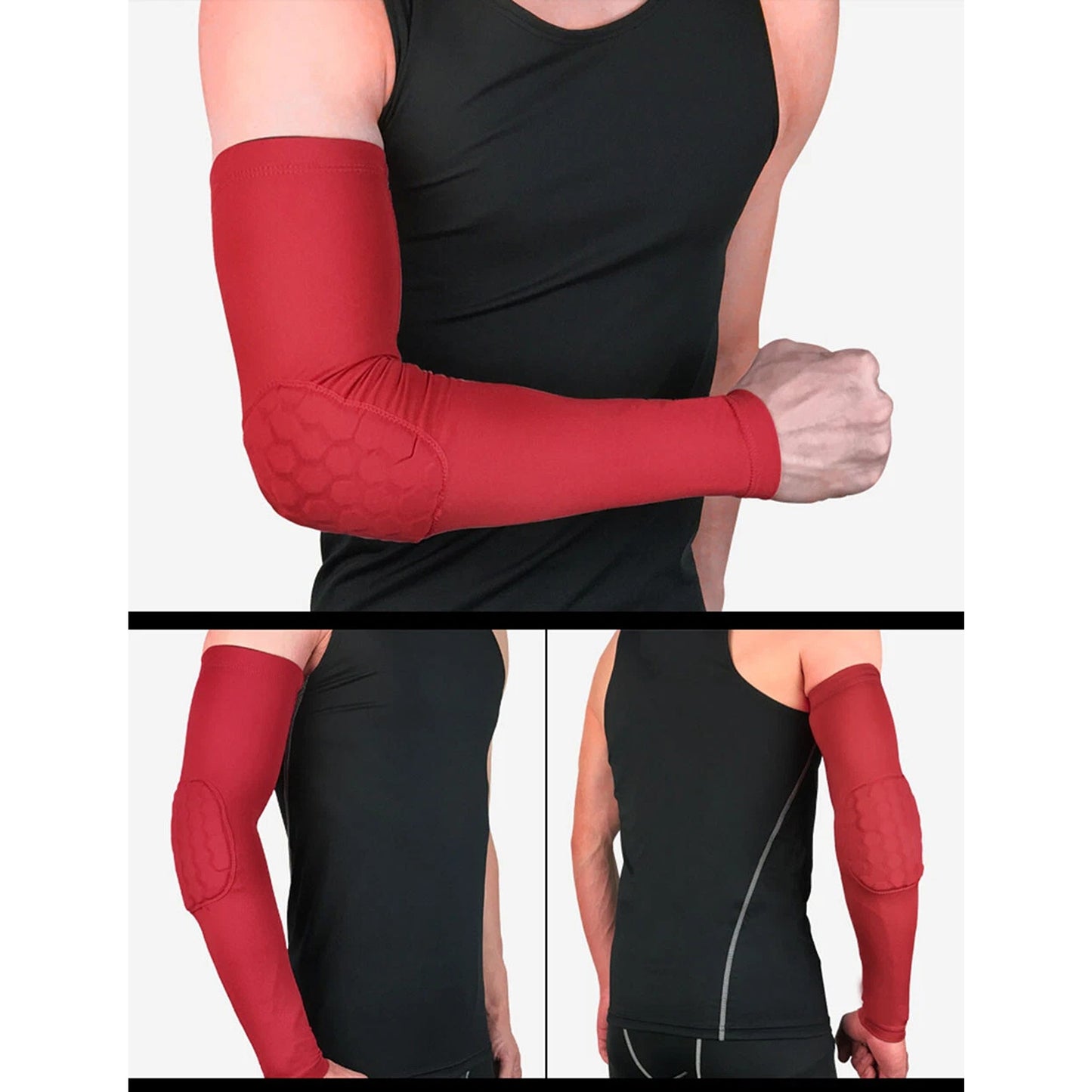 Red Sports Elbow Compression Sleeve Arm Guard Support
