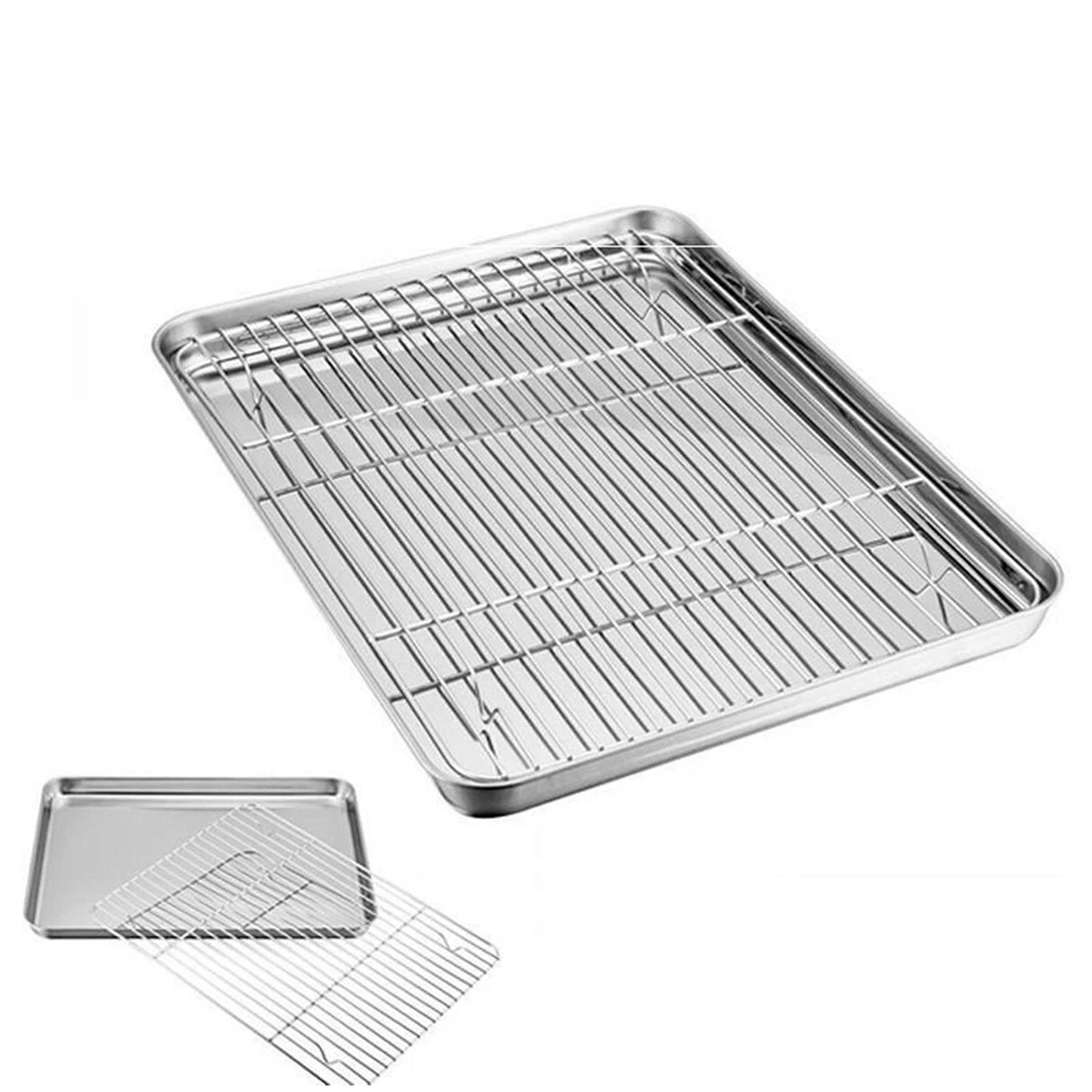 Stainless Steel Baking Tray with Cooling Rack Cookie Sheet Pan Set