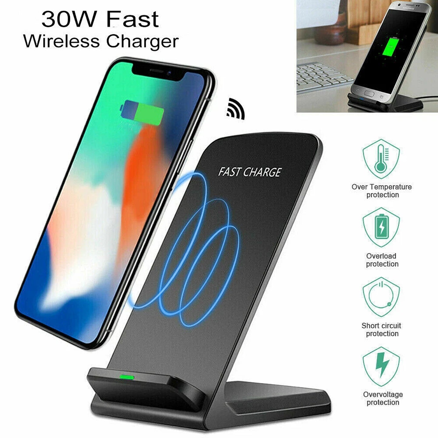 30W Wireless Charging Stand Dock for iPhone 11 12 13 14 Pro Max