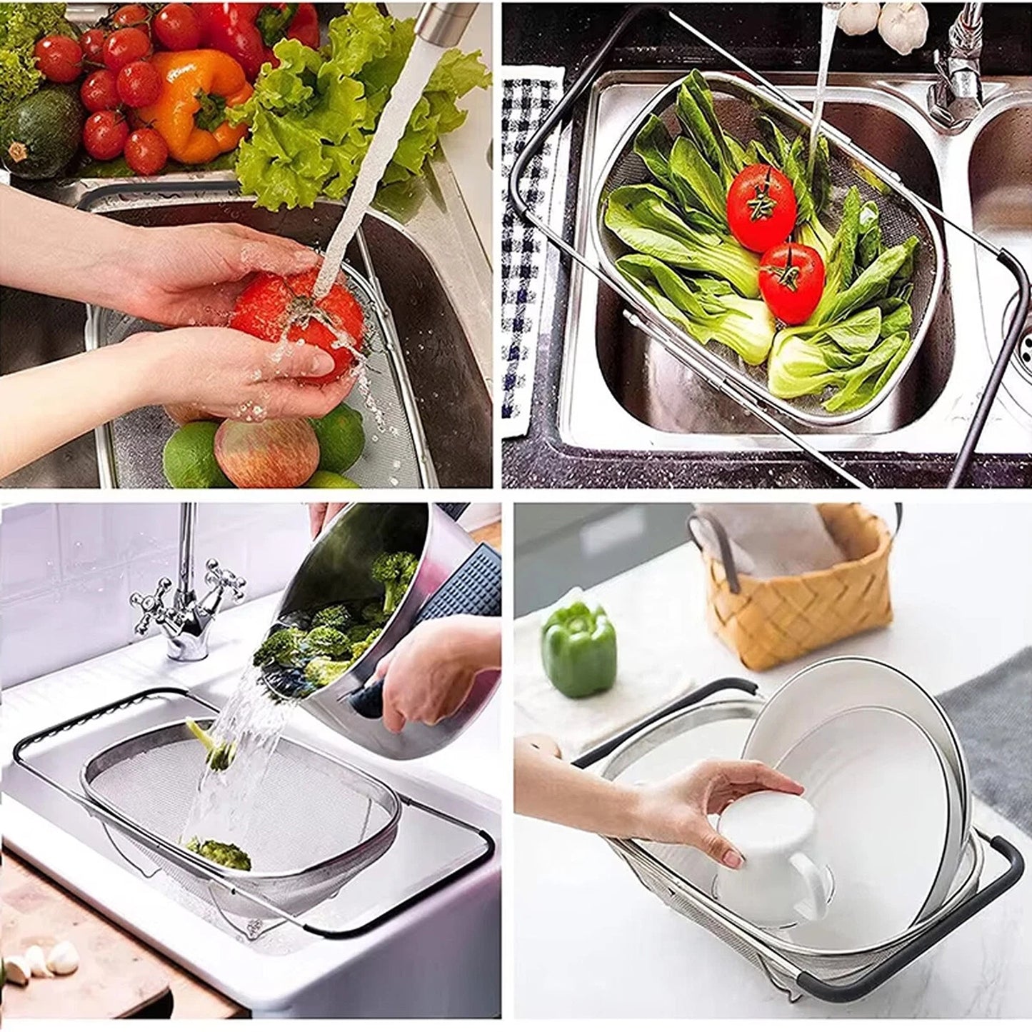 Kitchen Sink Drain Basket and Dish Rack Organizer