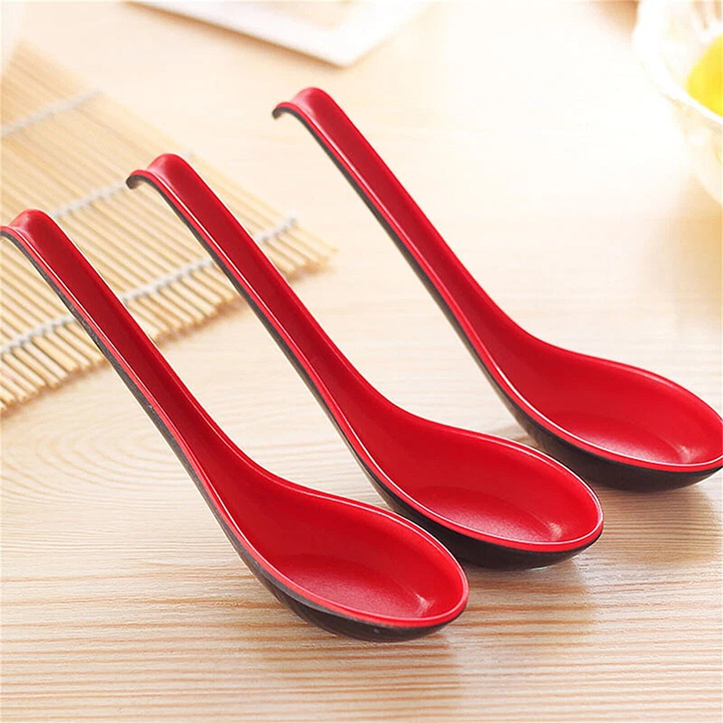 10PCS Japanese Chinese Style Ramen Soup Spoons with Hook Handle