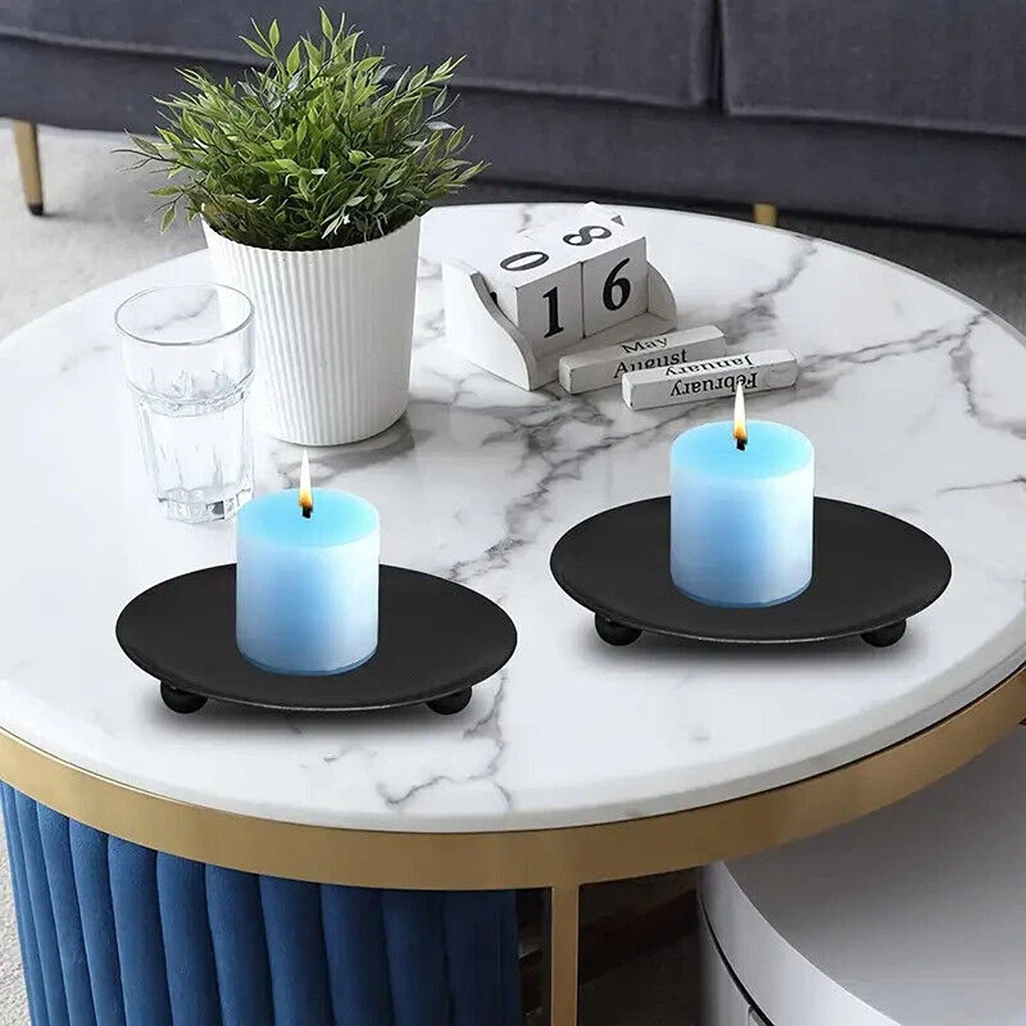 Decorative Candle Holder Base Trays Set of 4 Iron Plates