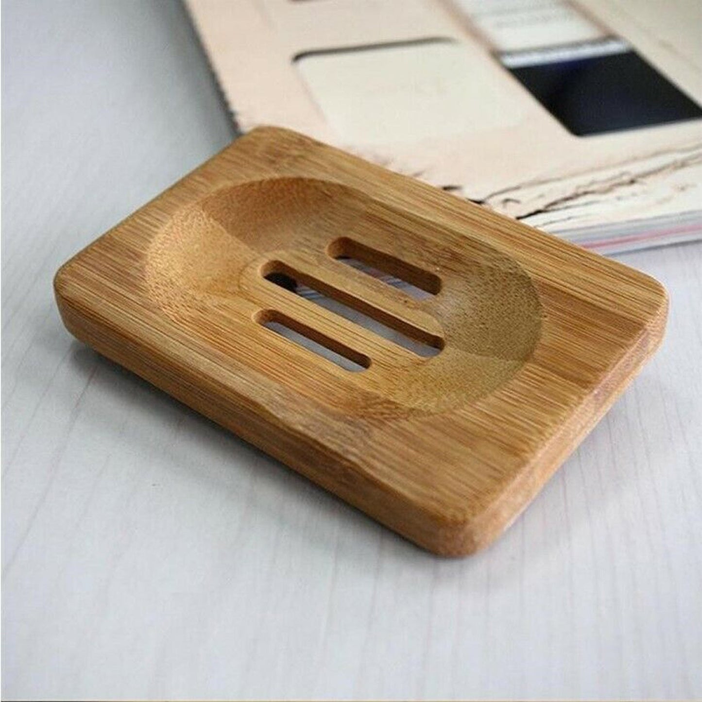 Home Bathroom Bamboo Soap Storage Shower Plate