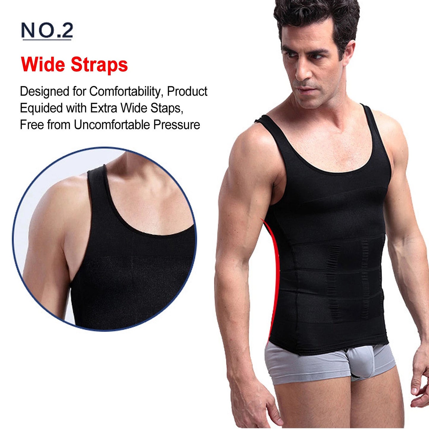 Slim Fit Compression Vest for Men Body Shaper Undershirt - White