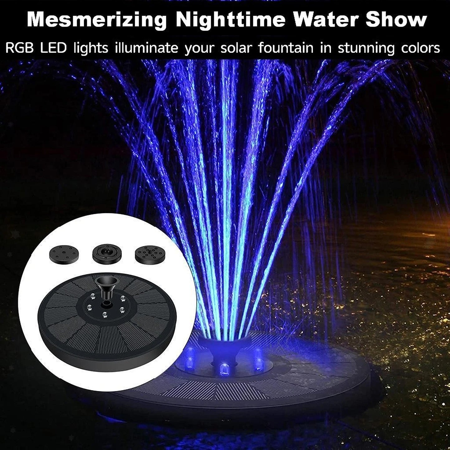 3W Solar Fountain Water Pump with LED Lights