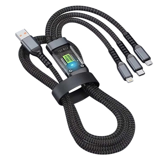 3 in 1 Fast Charging Cable USB Type C iPhone Samsung 100W Braided