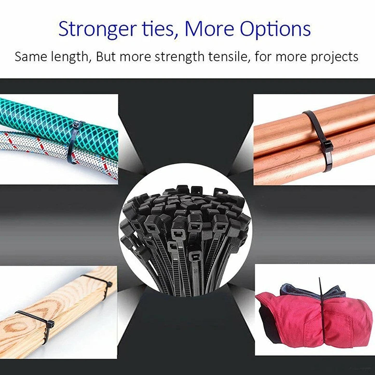 Black Nylon Cable Ties UV Stabilized 100pcs
