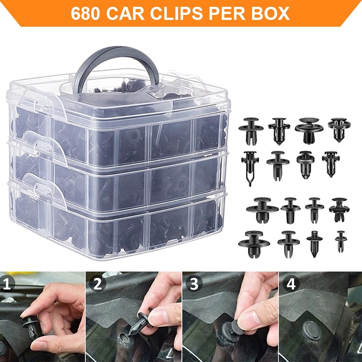 731pcs Automotive Clip and Fastener Kit with Plastic Rivets for Car Body and Bumper Panels