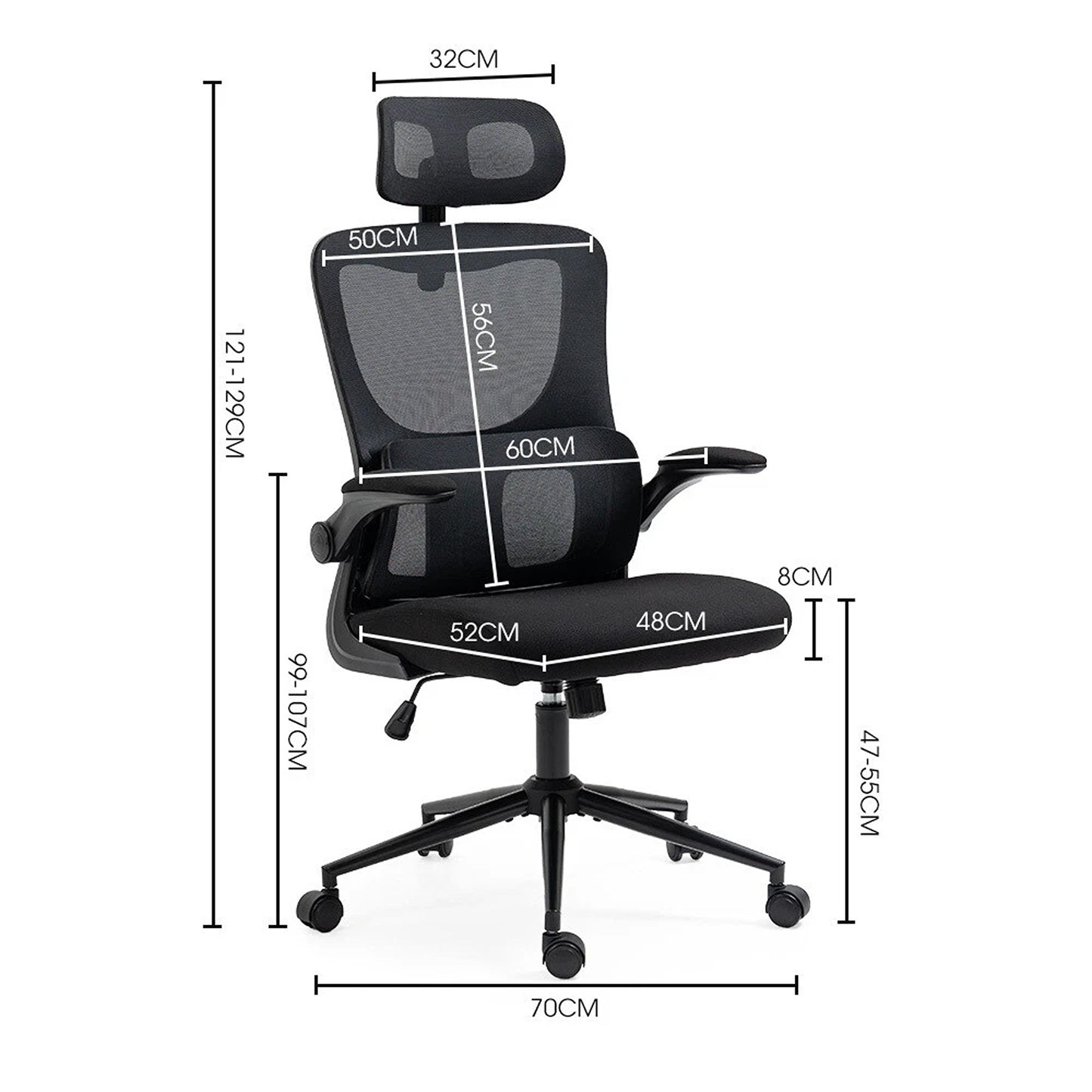 Ergonomic Office Computer Chair Mesh Executive Desk Chair with Headrest Black