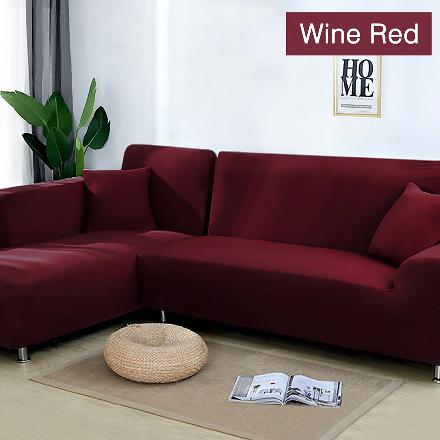 Stretch Sofa Slipcover Removable Couch Protector for 1 2 3 4 Seater - Wine Red