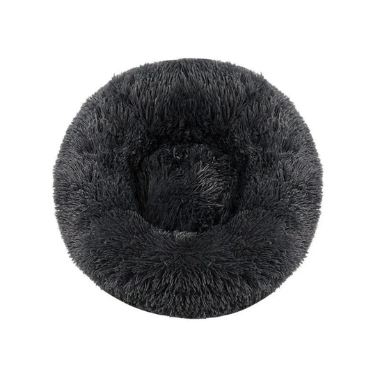 Dark Grey Soft Plush Calming Pet Bed for Dogs and Cats