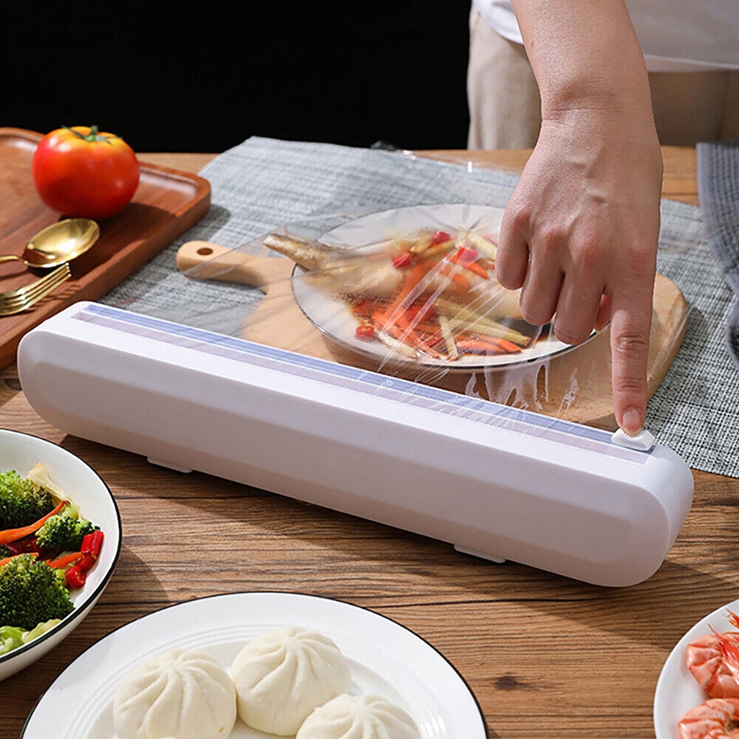 Cling Film Cutter Holder Kitchen Food Wrap Dispenser