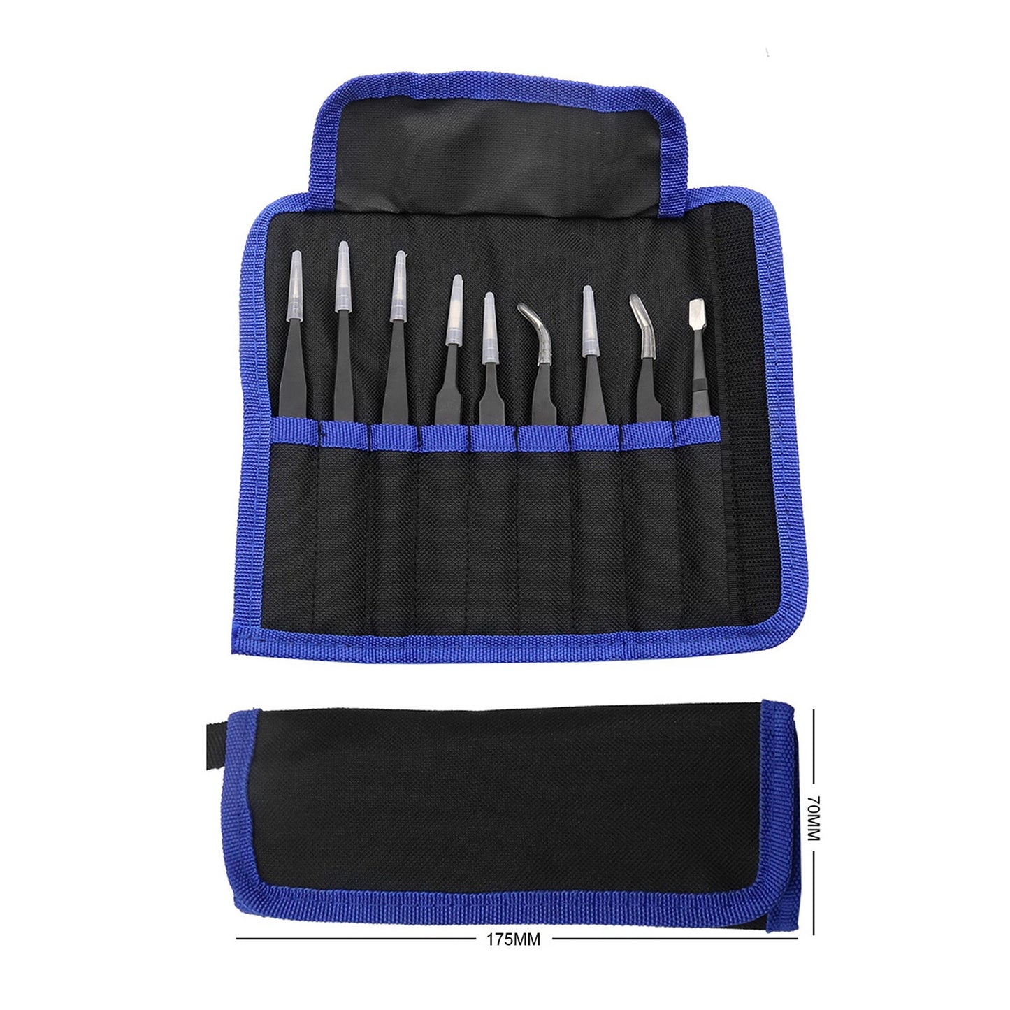 Stainless Steel Tweezers Set for Electronics and Crafts 9pcs