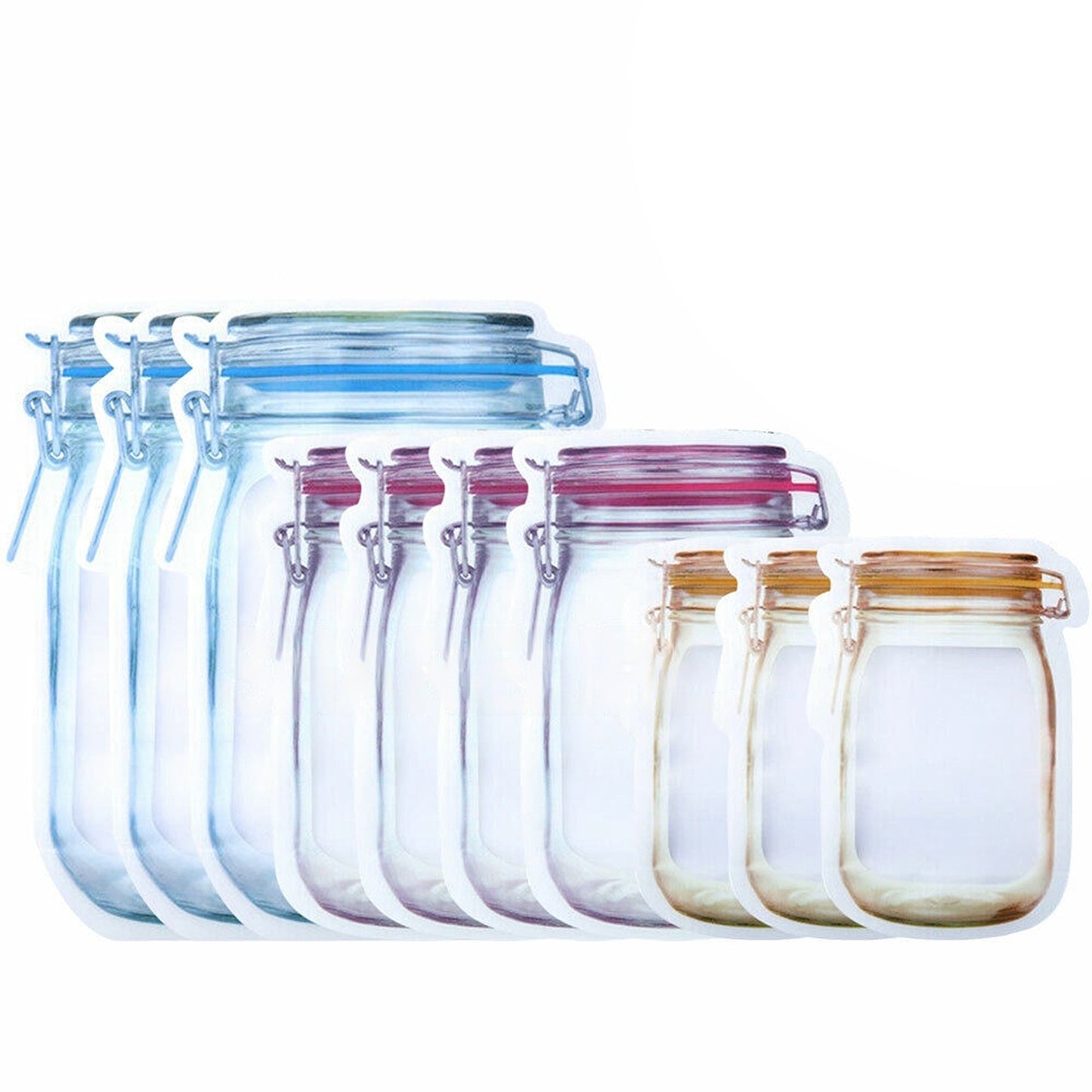 Mason Jar Zipper Reusable Zip Lock Food Storage Bags 10x