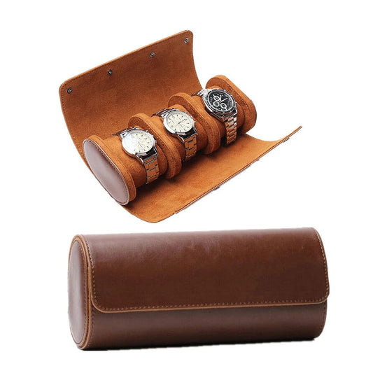 Leather Wristwatch Travel Organizer for 3 Watches