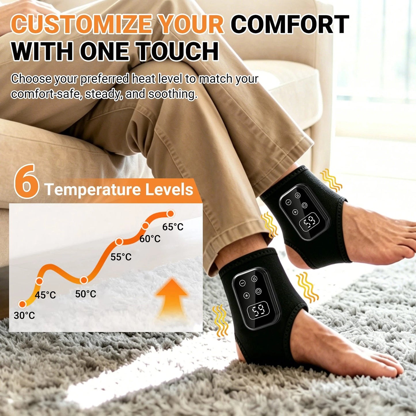 2 Piece Electric Foot Massager with Heat and Three Massage Modes