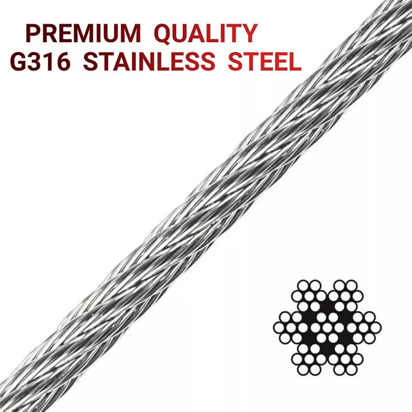 Heavy Duty G316 Stainless Steel Wire 3.2mm 7x7 for Balustrade Decking