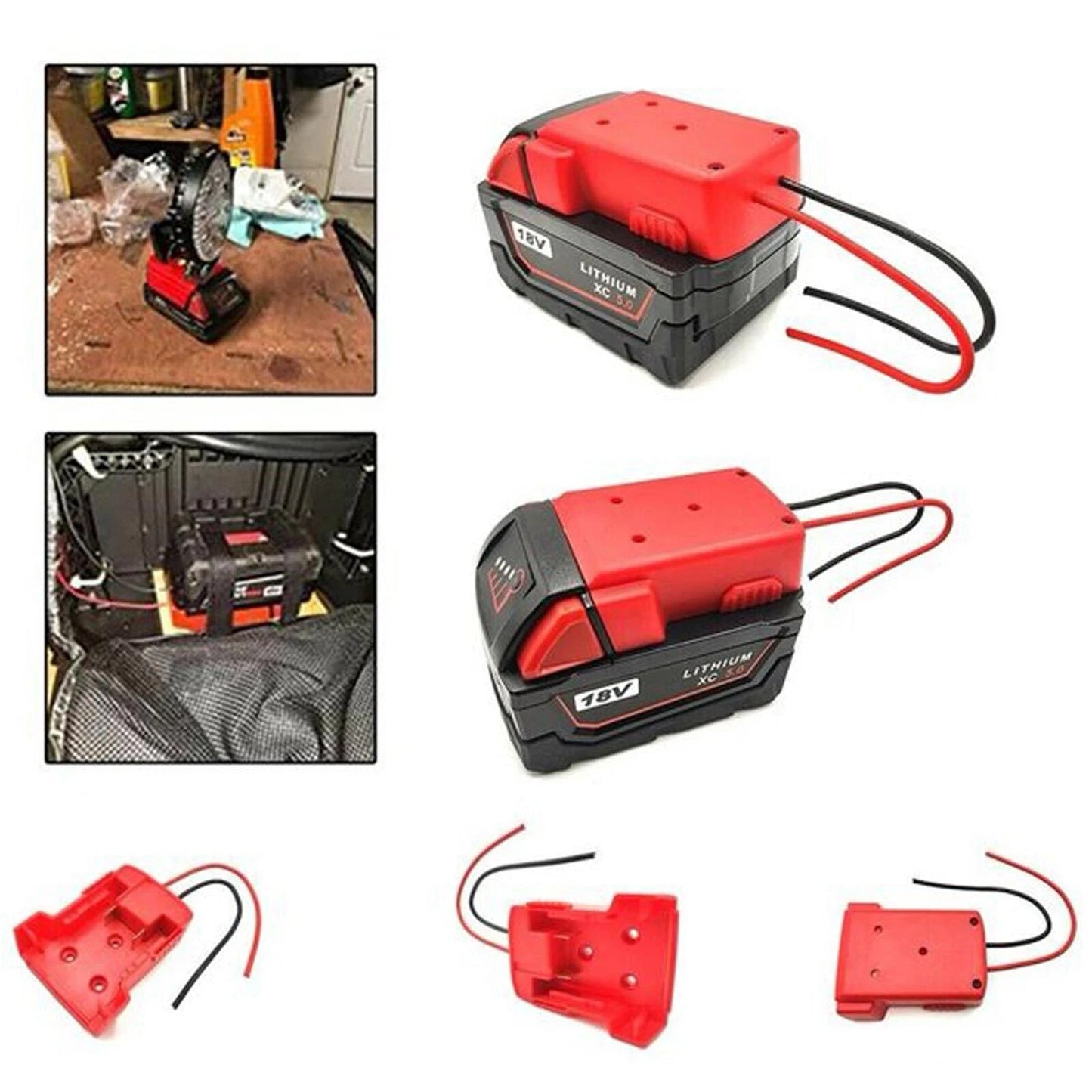 Battery Adapter For Milwaukee M18 18V Black