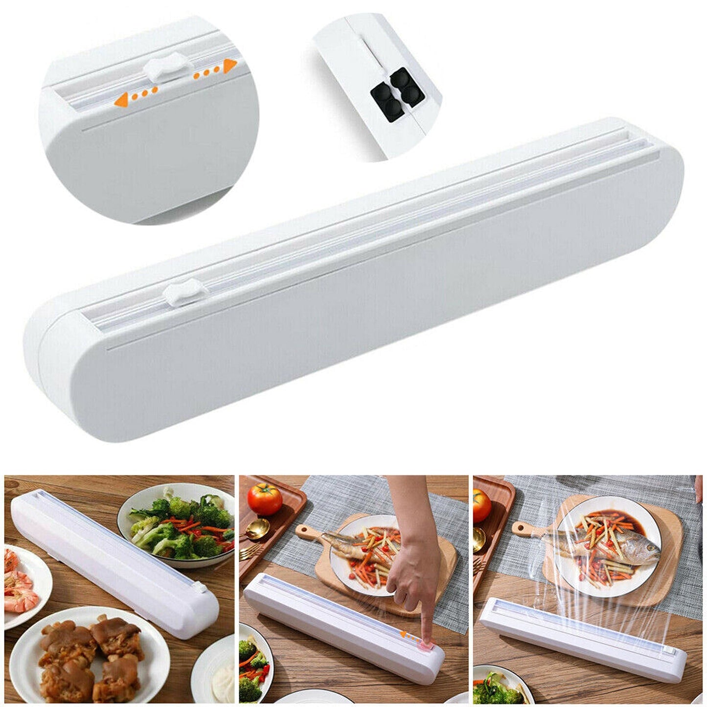 Cling Film Cutter Holder Kitchen Food Wrap Dispenser