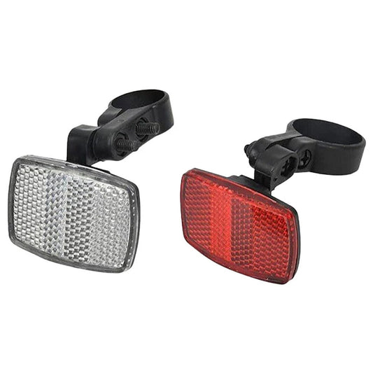 2PCS Bike Reflectors Front and Rear Handlebar Mount Red and White