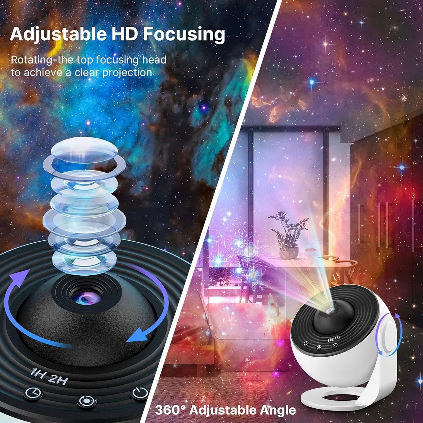 Rotating LED Starry Sky Projector Night Light with 12 Galaxy Themes