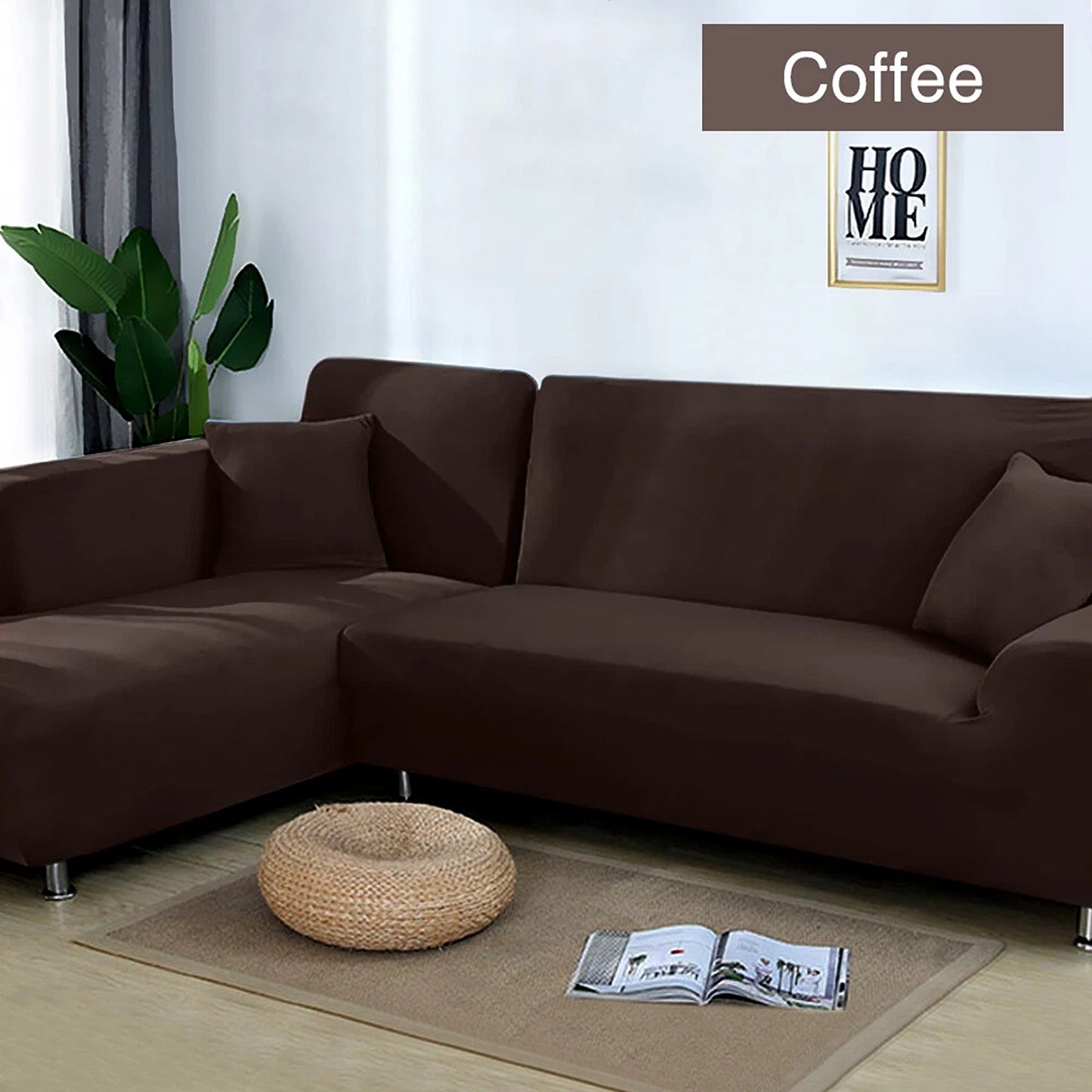 Stretch Sofa Slipcover Removable Couch Protector for 1 2 3 4 Seater - Coffee