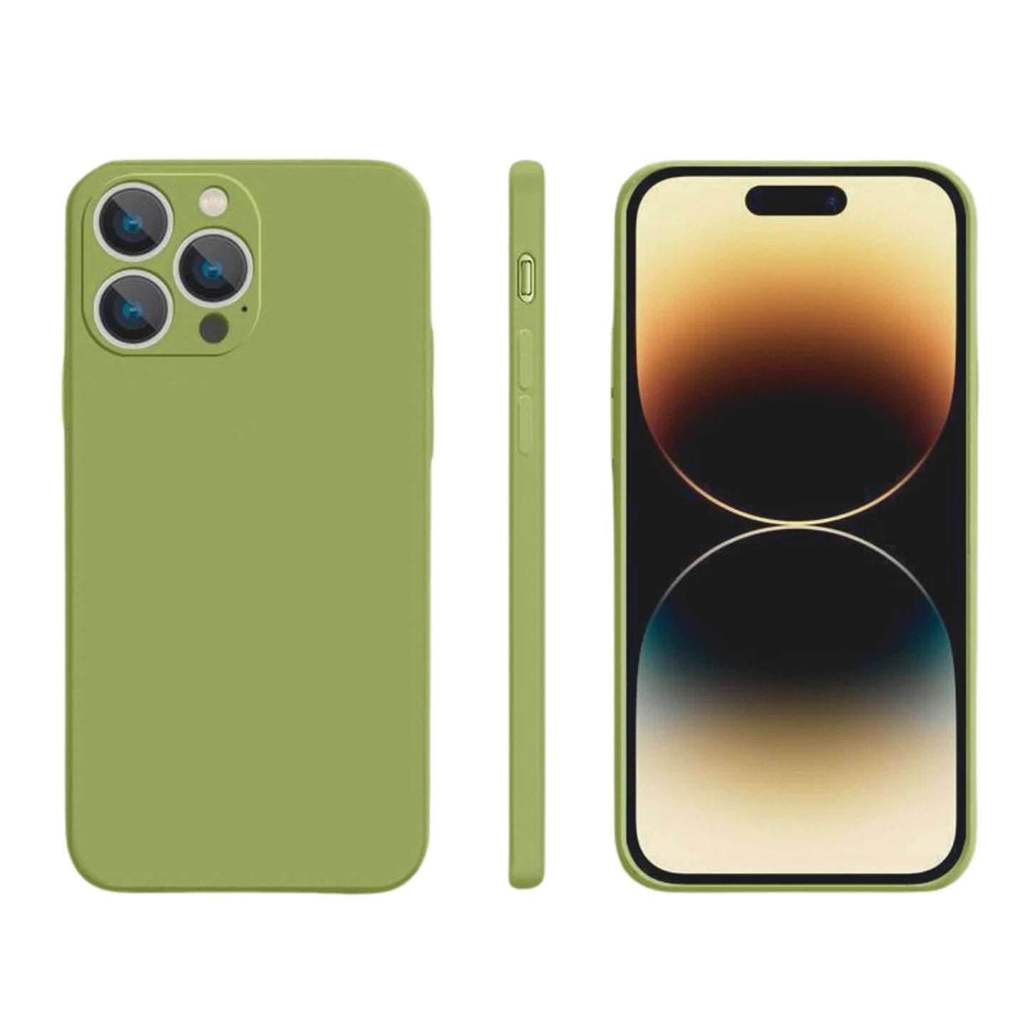 Matcha Green Silicone Shockproof Protective Case for iPhone 16 15 14 13 12 11 Pro