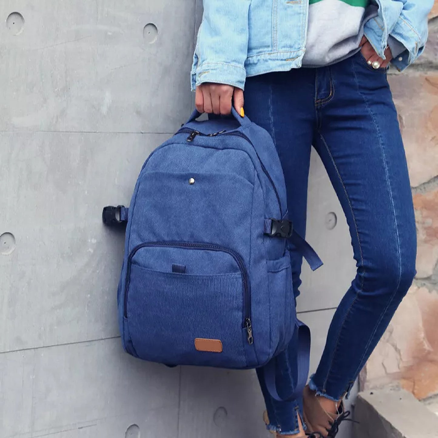 Mens Travel Backpack Vintage Canvas Bag for Laptop and School