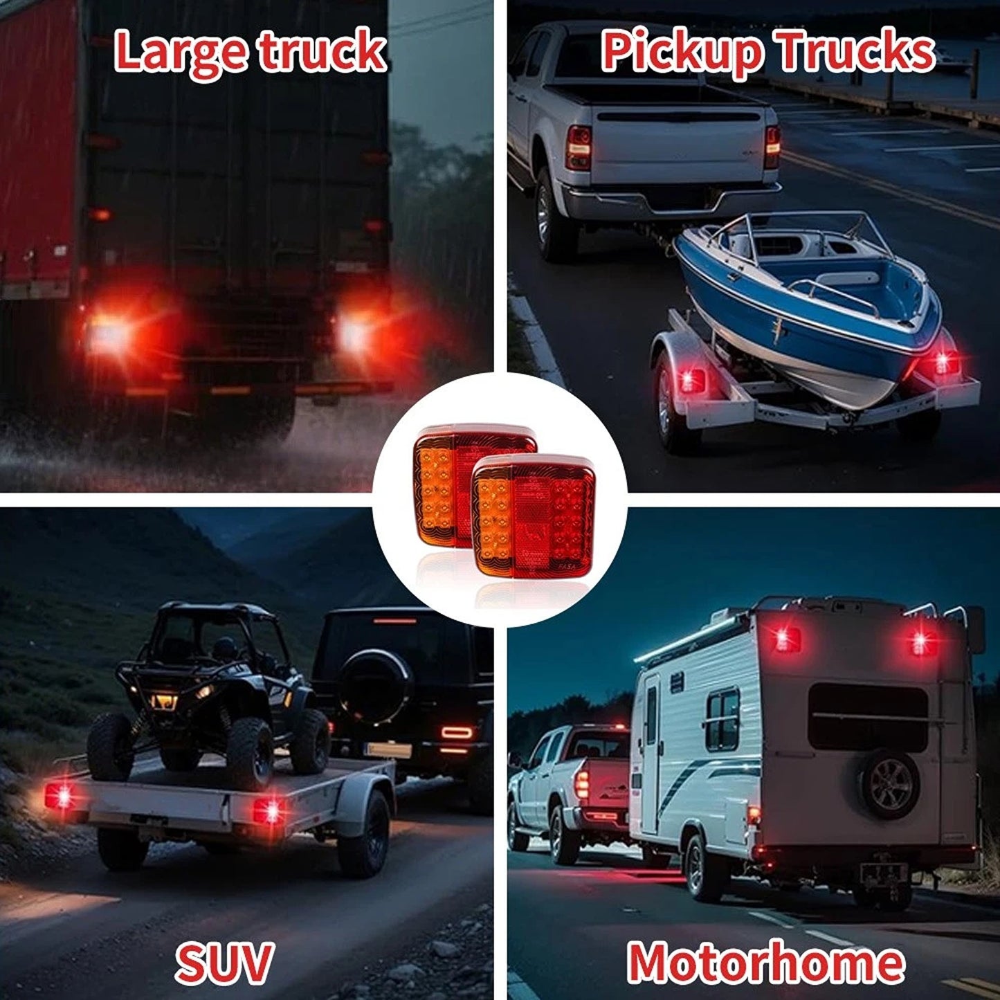 2 Pack Wireless Magnetic Rechargeable LED Trailer Tail Light Kit