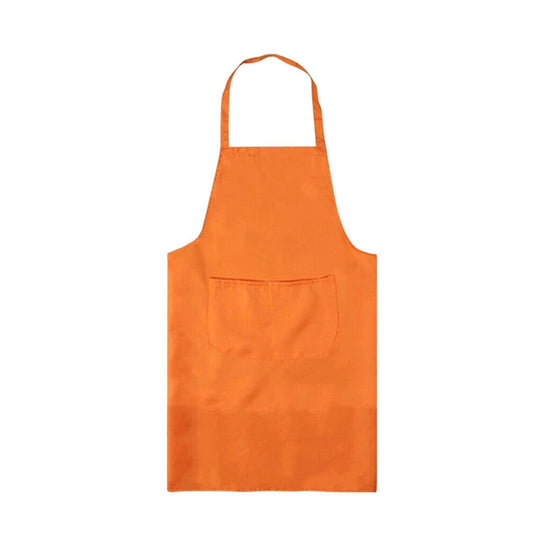 Kitchen Cooking Plain Apron Bib Washable - Orange