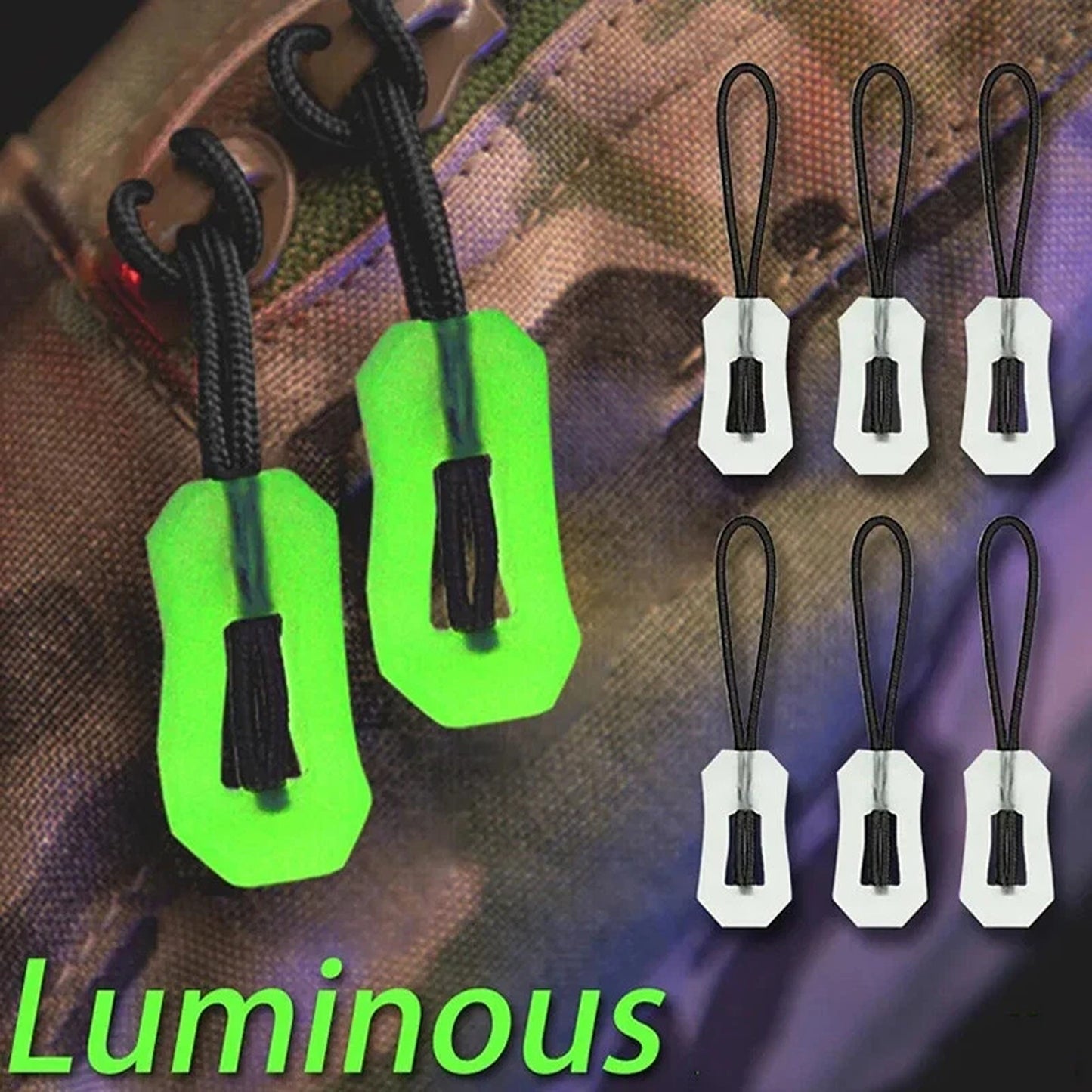 Luminous Zipper Puller Heads for Repair and Replacement