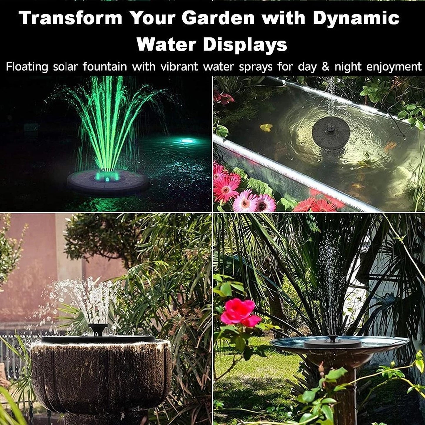 3W Solar Fountain Water Pump with LED Lights