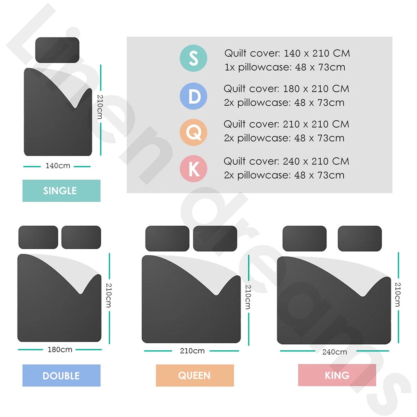 Black Diamond Pleated Quilt Cover Bedding Set All Sizes