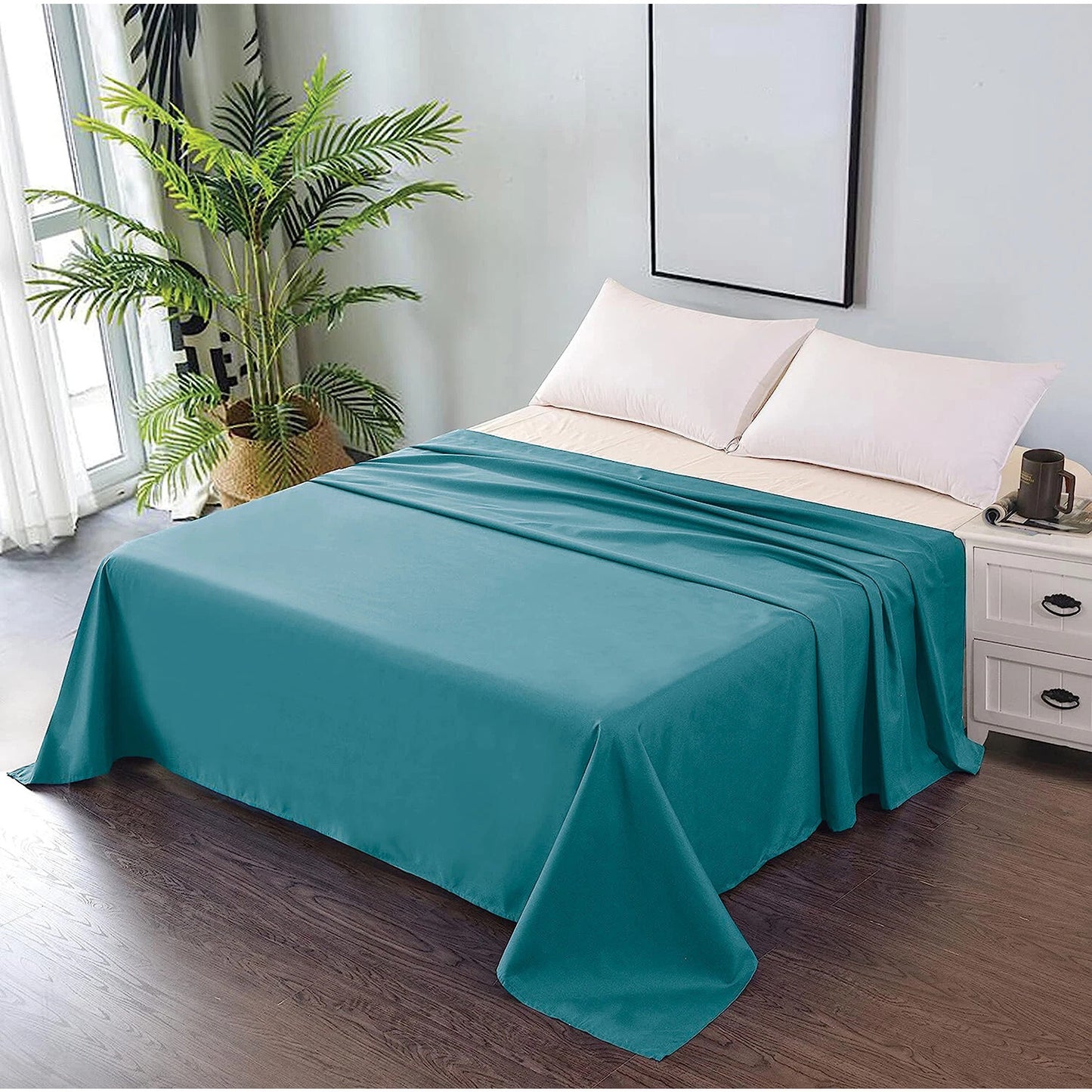 Hotel Ultra Soft Flat Sheet 2200TC Single Double Queen Super King - Biscay Blue