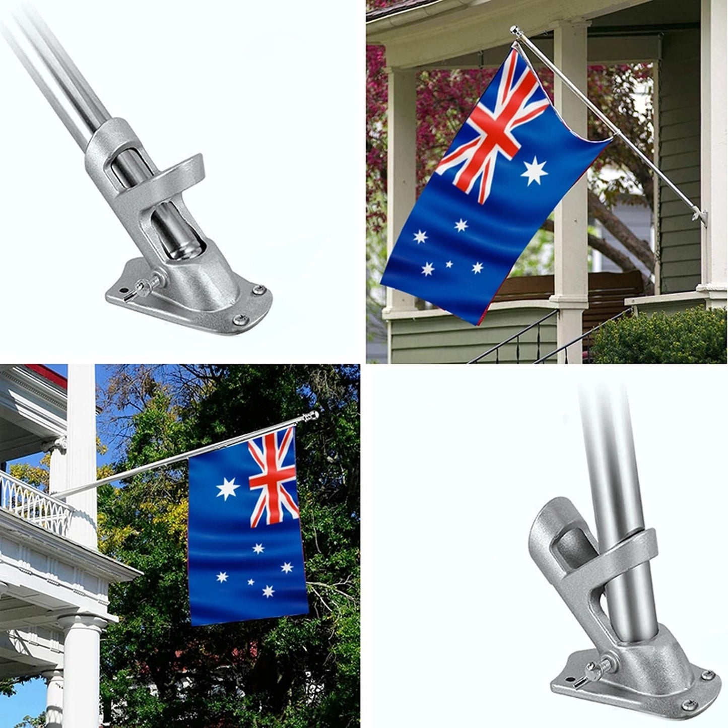 Aluminum Australian Flagpole Kit Holder Set