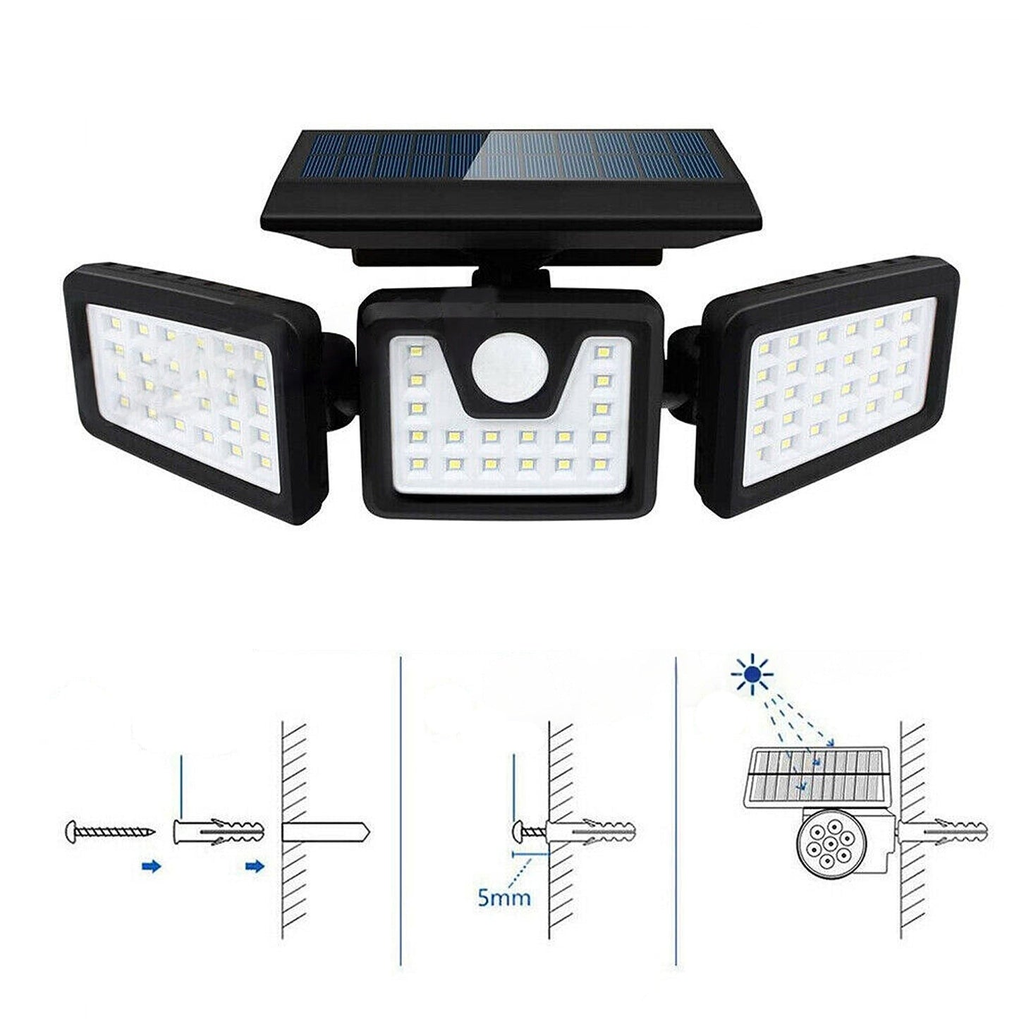 3 Head Solar Motion Sensor Light Outdoor