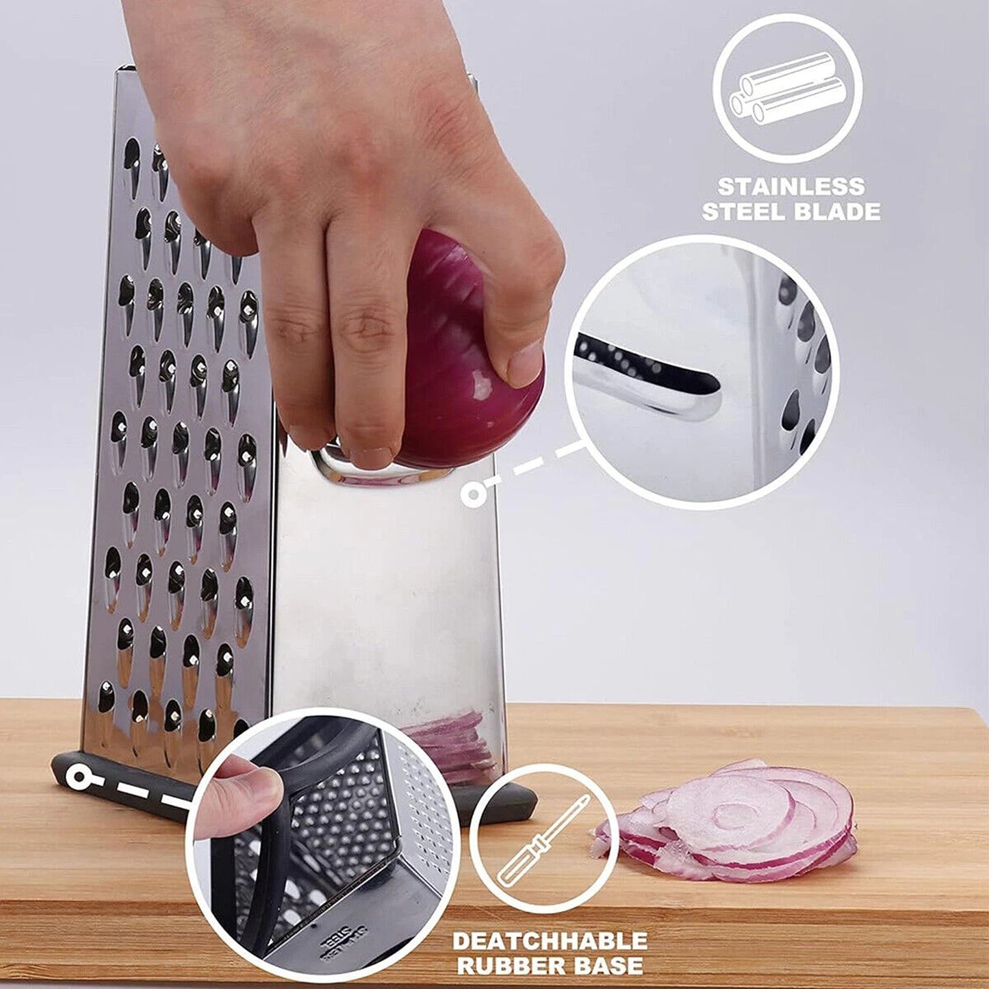 4 Sided Stainless Steel Food Grater for Cheese and Veggies
