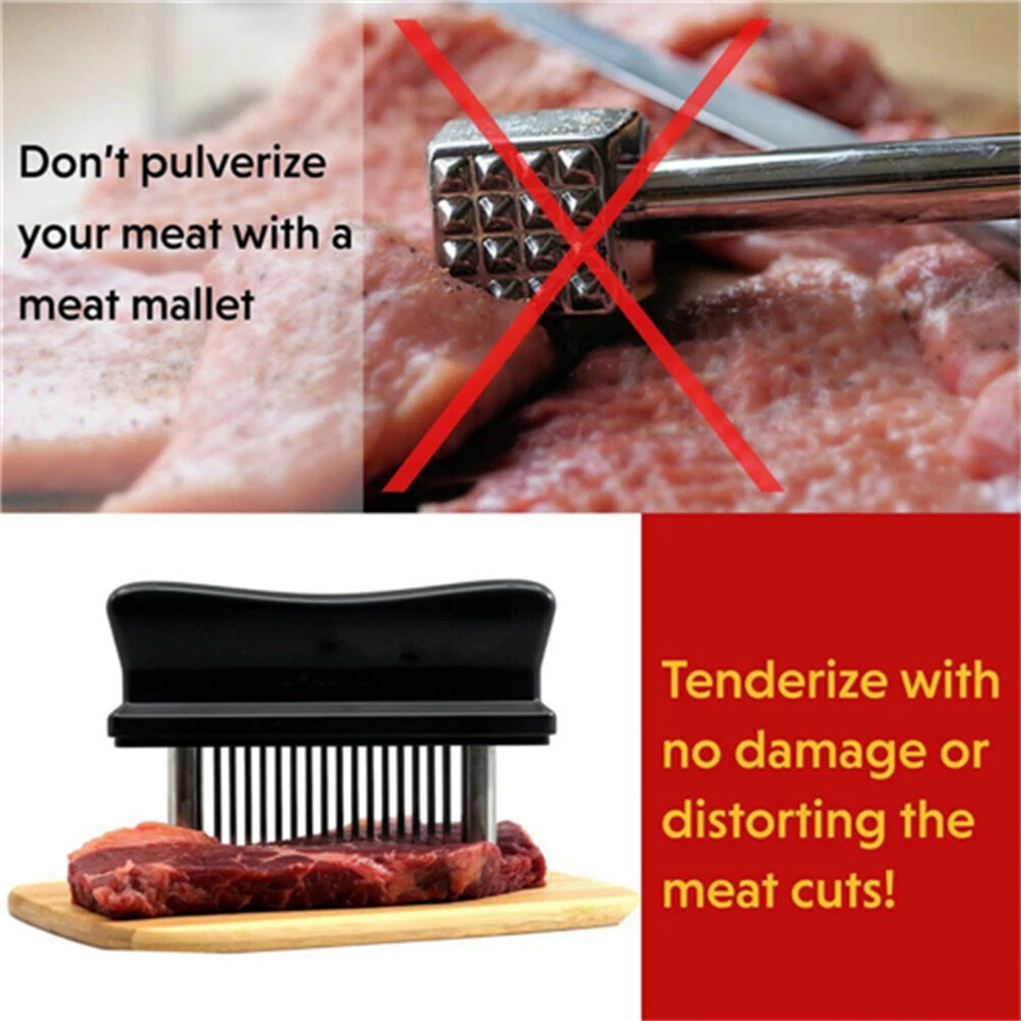 Manual Meat Tenderizer Stainless Steel Steak Beef Chicken