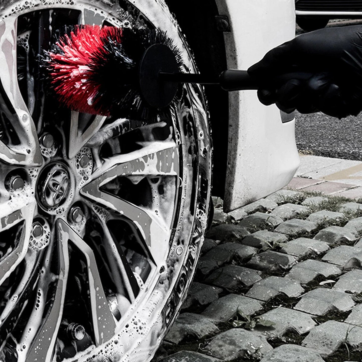 Car Wheel and Tire Cleaning Brush for Vehicle Detailing