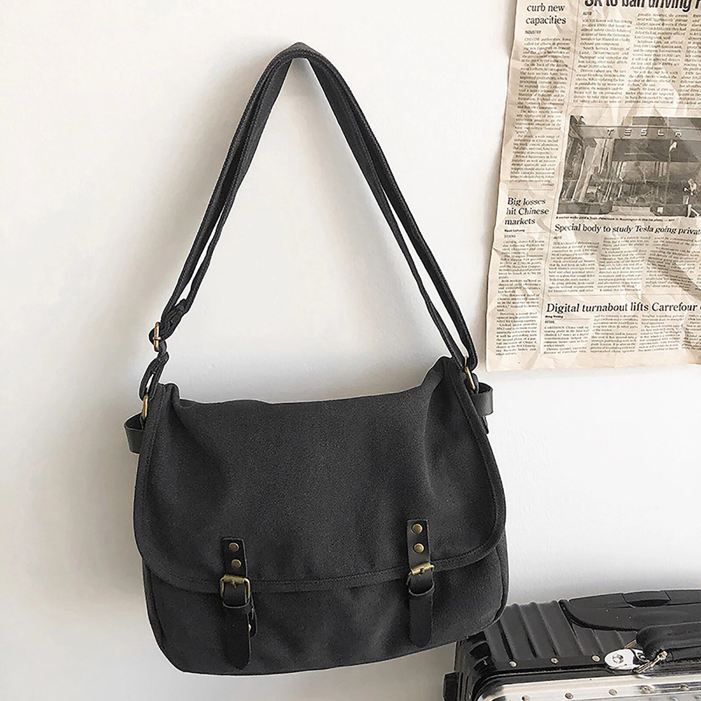 Canvas Shoulder Bag for Men Crossbody Messenger Travel Satchel Haversack