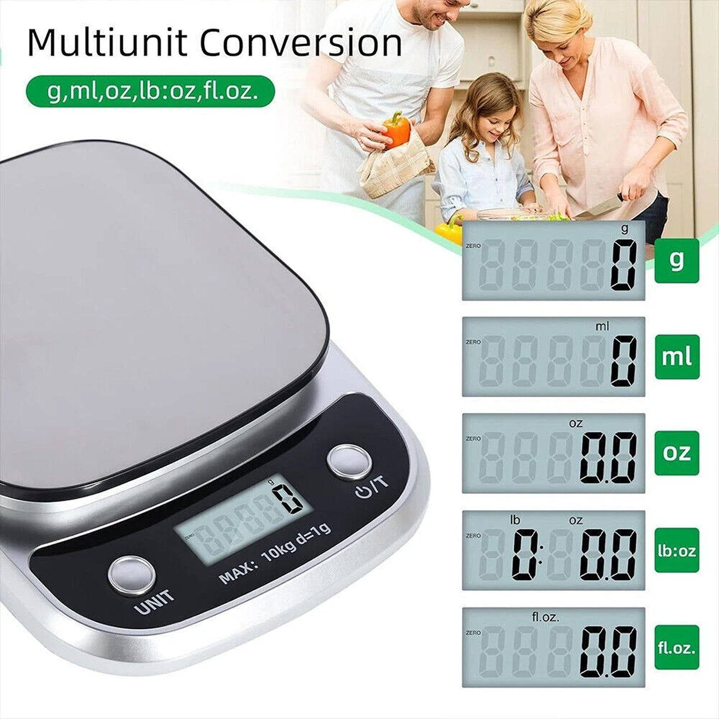 10kg Digital Kitchen Scale with LCD Display for Cooking