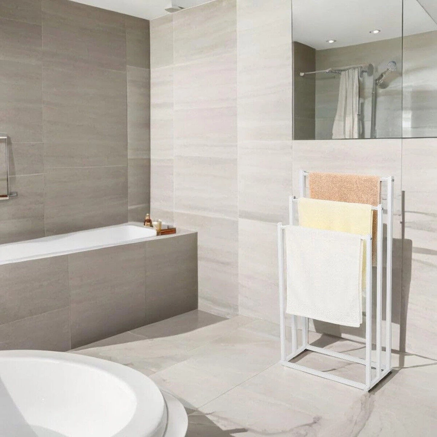 3 Tier Freestanding Metal Towel Rack with Drying Bars