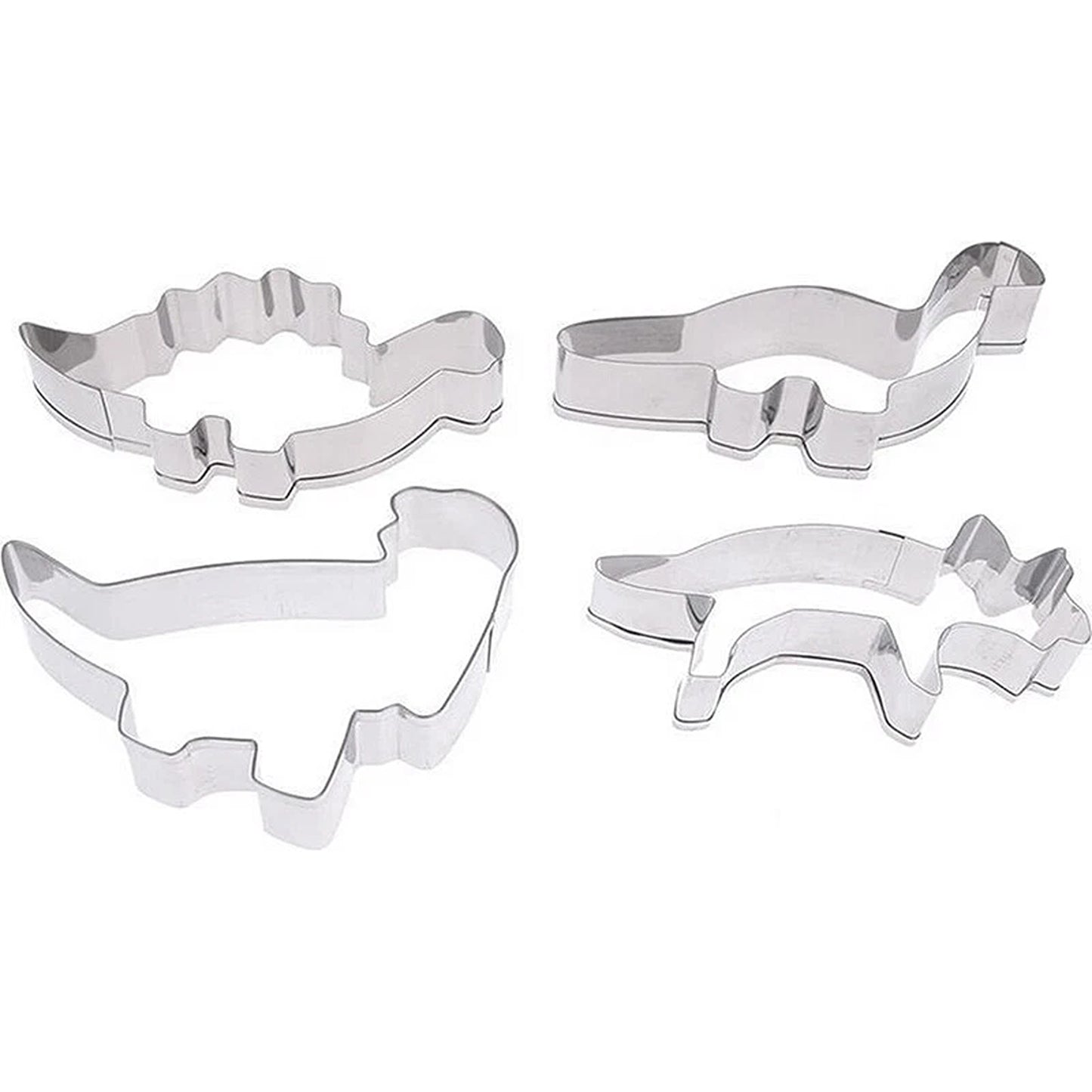 4 Pack Stainless Steel Dinosaur Cookie Cutters for Baking and DIY