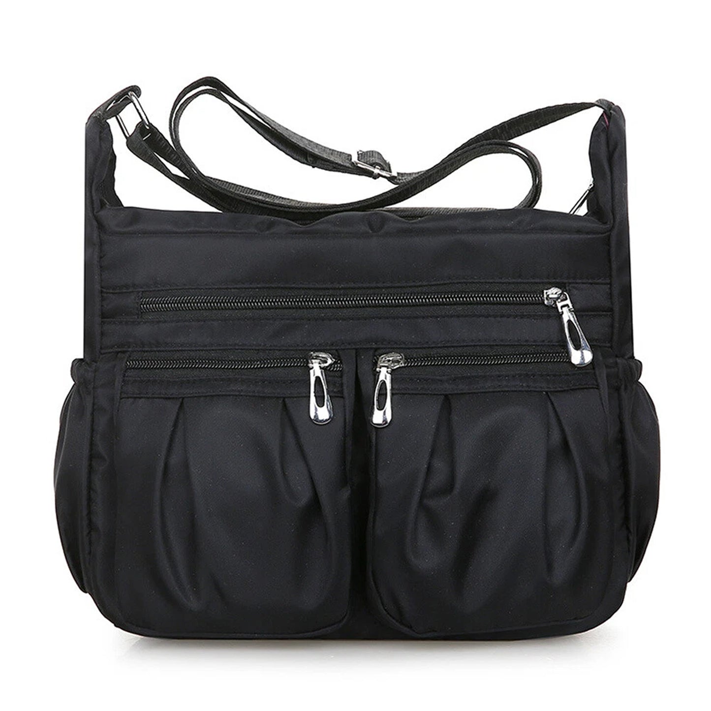 Black Womens Multi Pocket Crossbody Bag Casual Travel Shoulder Handbag