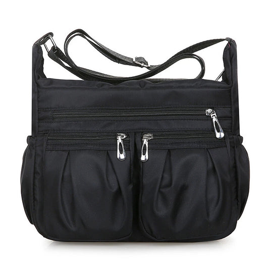 Black Womens Multi Pocket Crossbody Bag Casual Travel Shoulder Handbag