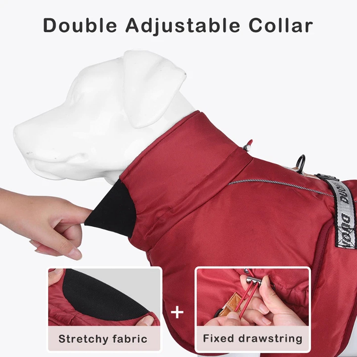 Waterproof Winter Warm Dog Jacket Thick Windproof Coat - Red