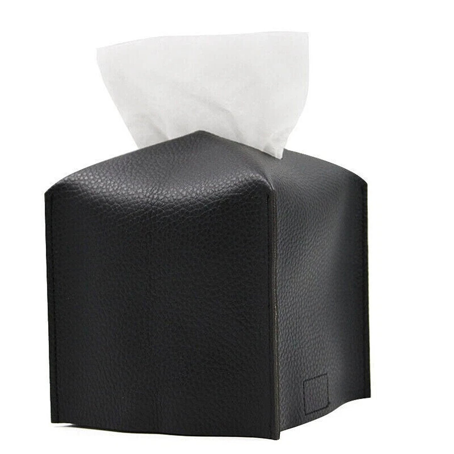 Tissue Box Storage Organizer with Elegant PU Leather Finish - Black