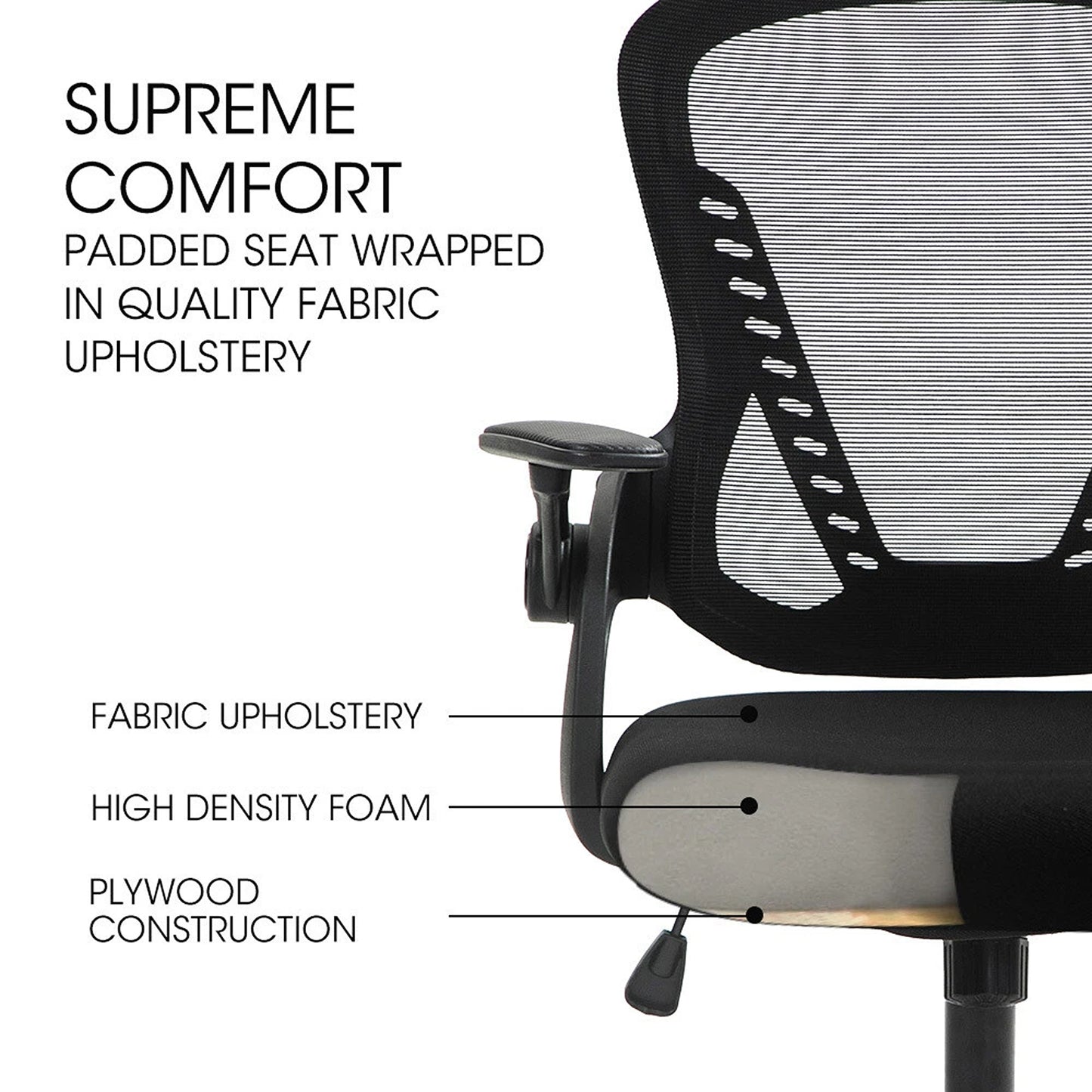 Ergonomic Office Desk Chair Mesh Comfortable Computer Study Chair Black